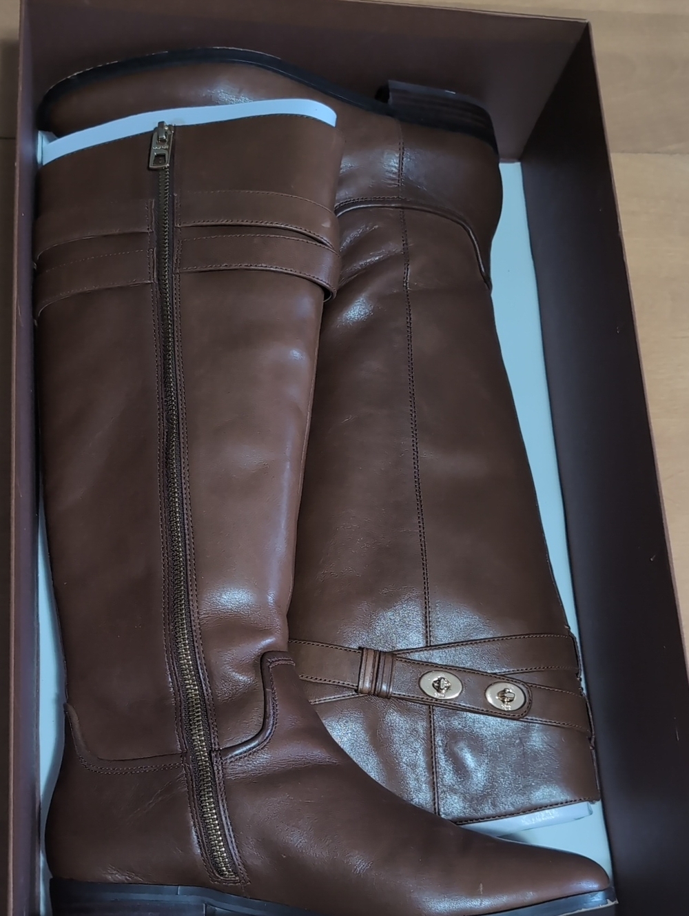 Coach Brown Leather Knee-High Riding Boots